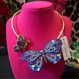 Betsey Johnson Purple Butterfly Necklace NWT